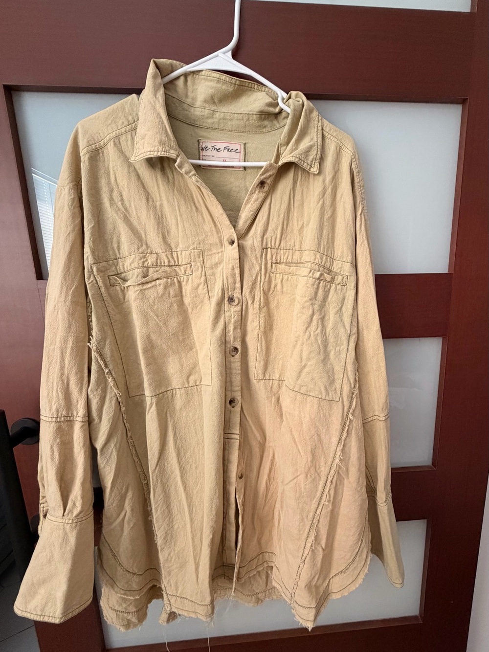 We The Free Tan Button-Down Utility Shirt